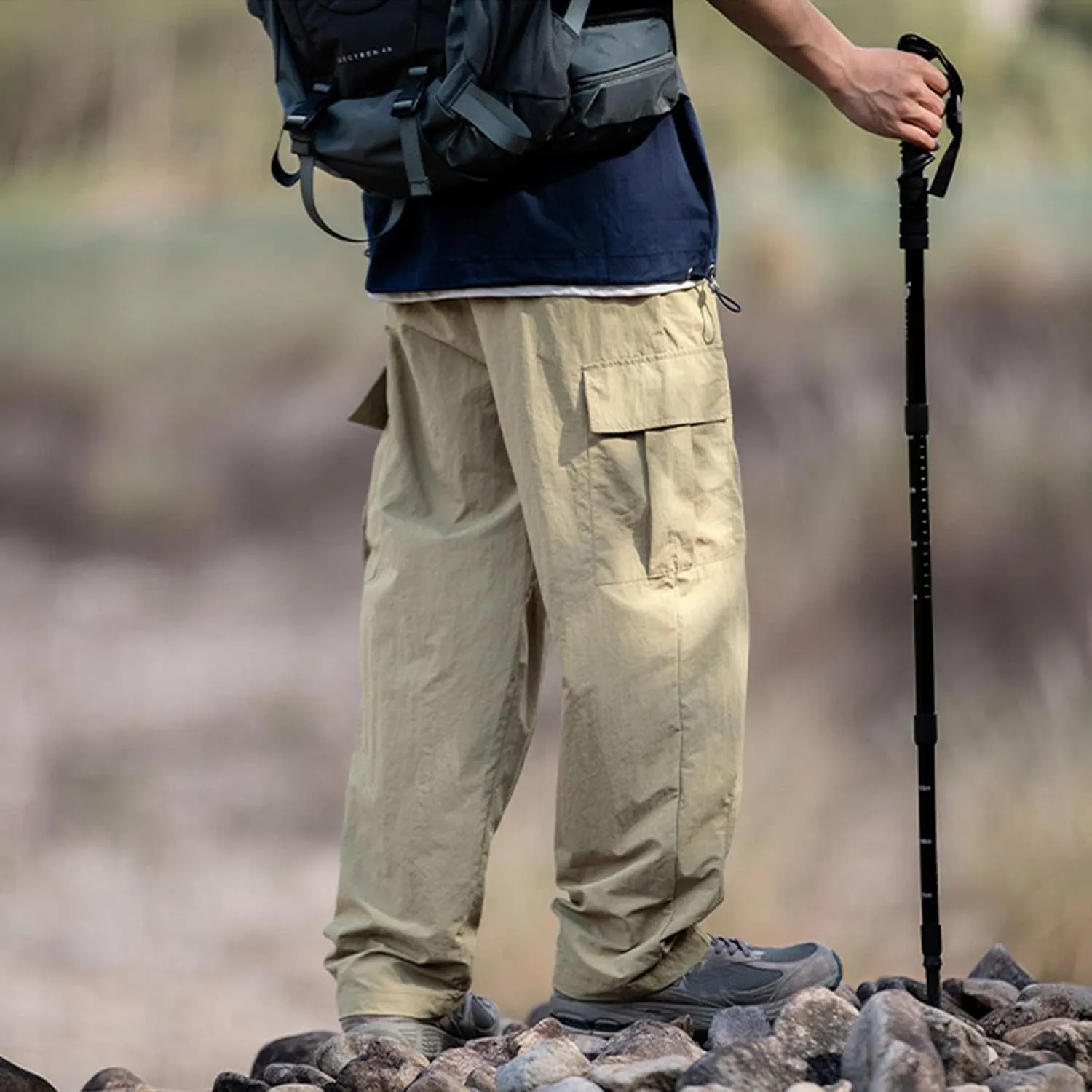 Men's Cargo Pants Relaxed Fit Sport Pants Jogger Sweatpants Drawstring Outdoor Trousers with Pockets Sports Pants