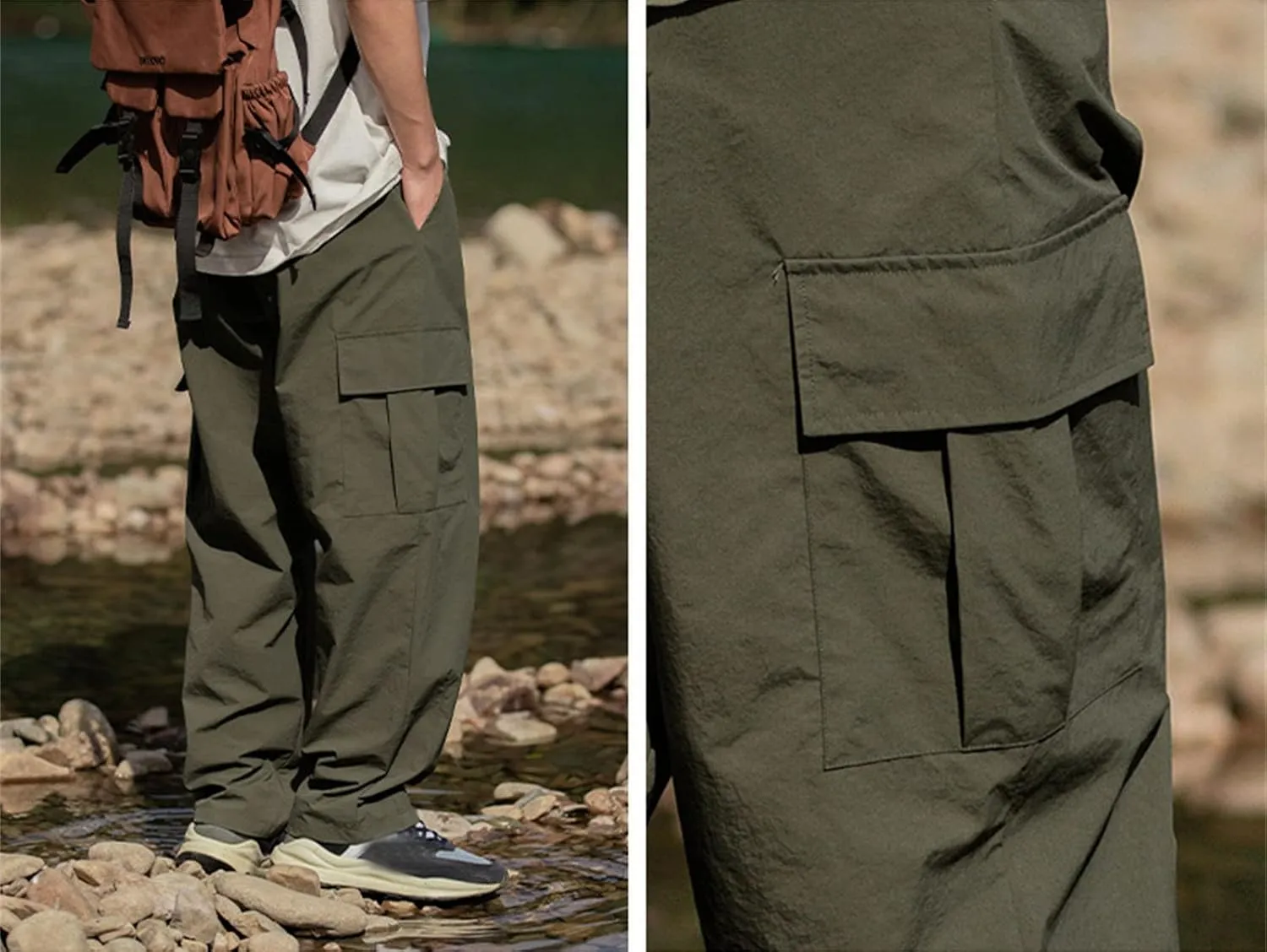 Men's Cargo Pants Relaxed Fit Sport Pants Jogger Sweatpants Drawstring Outdoor Trousers with Pockets Sports Pants