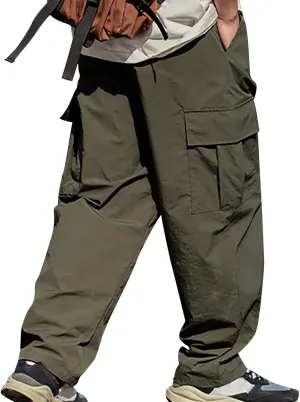 Men's Cargo Pants Relaxed Fit Sport Pants Jogger Sweatpants Drawstring Outdoor Trousers with Pockets Sports Pants