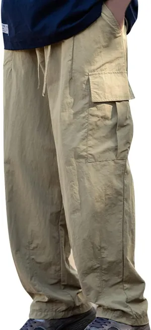 Men's Cargo Pants Relaxed Fit Sport Pants Jogger Sweatpants Drawstring Outdoor Trousers with Pockets Sports Pants