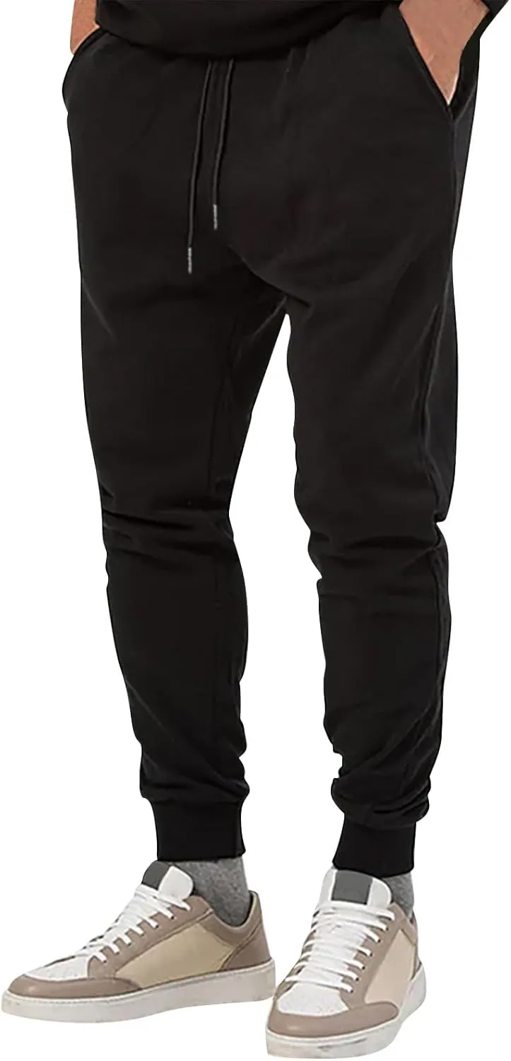 Men's Casual Cargo Pants Workout Joggers Stretch Sweatpants Hiking Drawstring Workout Athletic Pants with Pockets