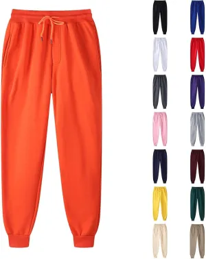Mens Casual Joggers Pants Cotton Drawstring Cargo Pants Fashion Baggy Athletic Jogging Solid Sweatpants with Pocket