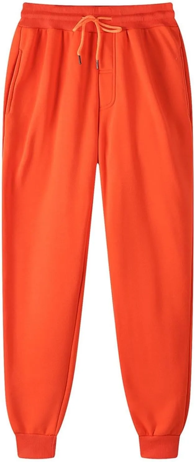 Mens Casual Joggers Pants Cotton Drawstring Cargo Pants Fashion Baggy Athletic Jogging Solid Sweatpants with Pocket