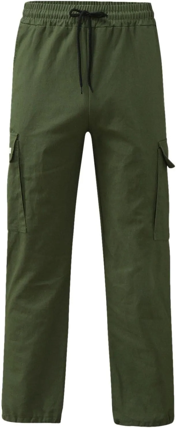 Mens Casual Joggers Pants Elastic Waist Drawstring Straight Leg Sweatpants Lightweight Casual Trousers with Pockets