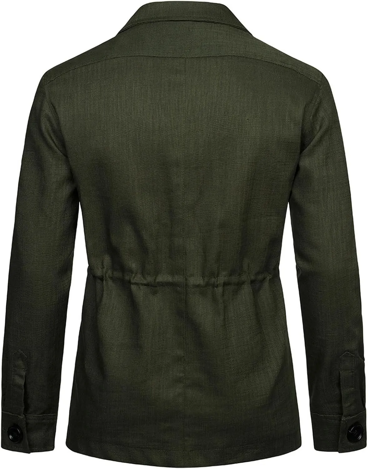 Mens Casual Linen Cargo Jackets Multi Pocket Utility Safari Jackets Lightweight Work Coats Button Down Overshirts