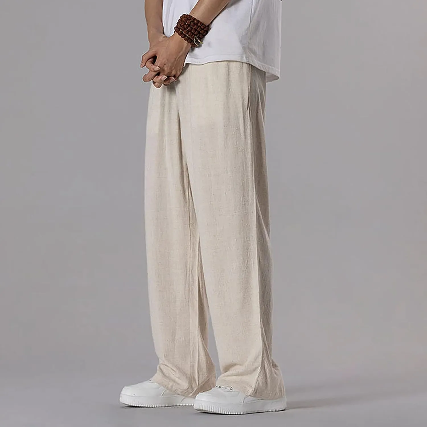 Men's Casual Linen Pants Lightweight Linen Trousers Yoga Pants Cotton Trousers Pajamas Beach Summer Pants