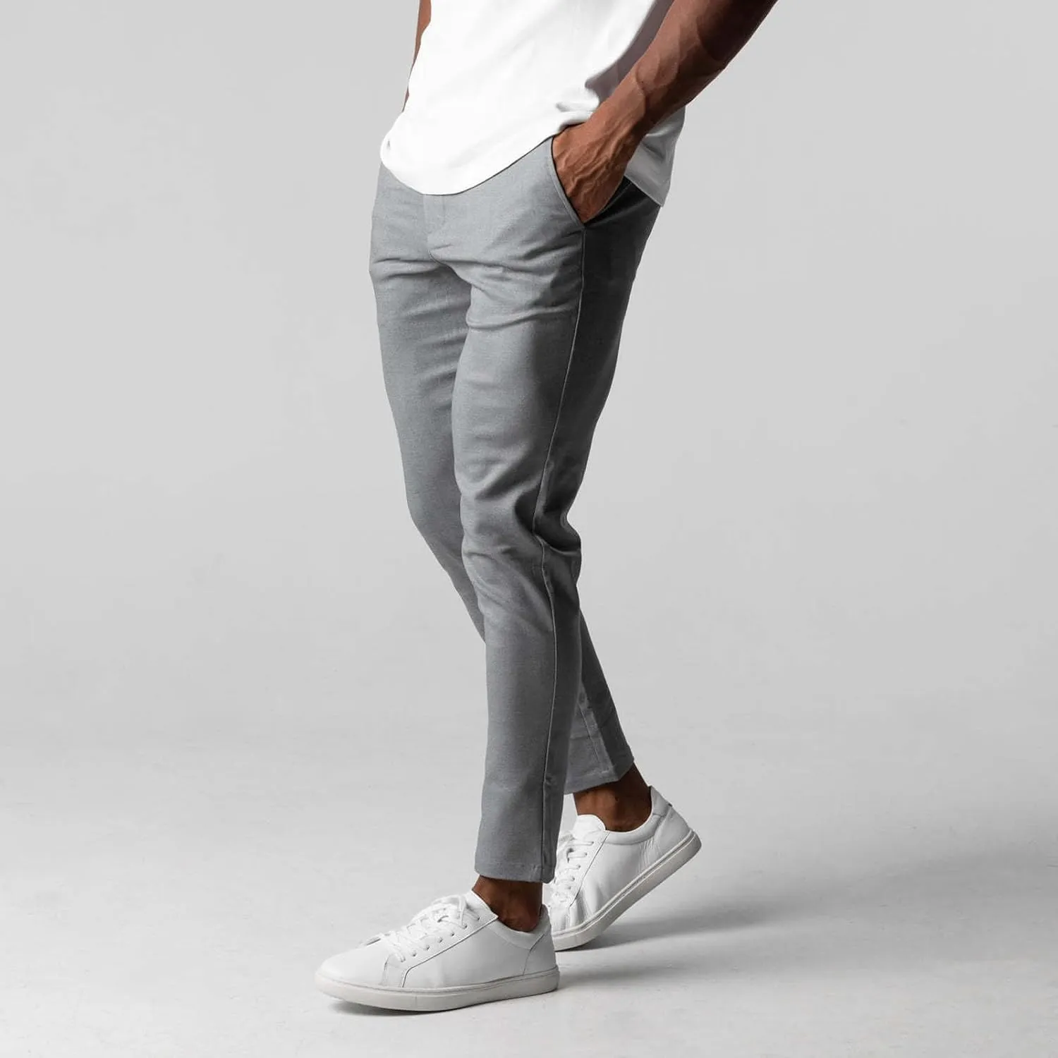 Men's Casual Stretch Pants Slim Fit Breathable Trouser Straight Legs Solid Color Pants Business Simple Comfy Trousers