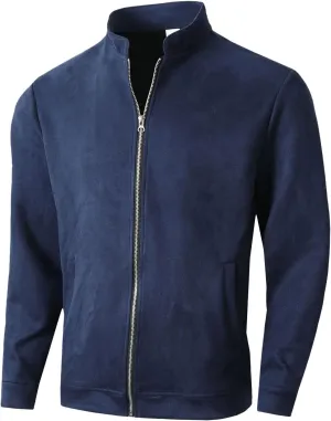 Men's Casual Varsity Jacket Vintage Lightweight Suede Bomber Jackets for Men Leather Baseball Bomber Jacket