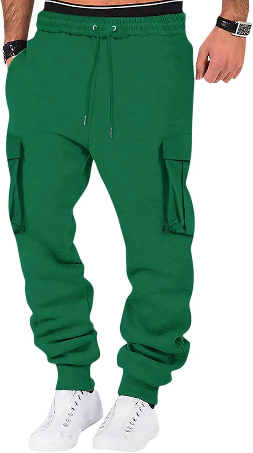 Men's Cotton Casual Cargo Work Pants Cotton Cargo Pants Gym Sweatpants Hiking Tactical Pants with Multi Pockets