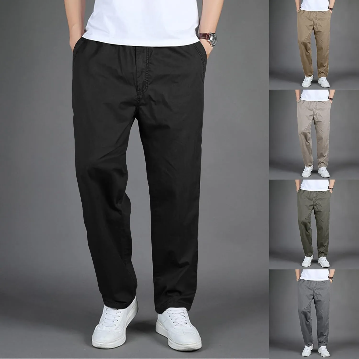 Men's Cotton Sweatpants Open Bottom Athletic Pants Running Training Jogging Gym Workout Trousers with Pockets