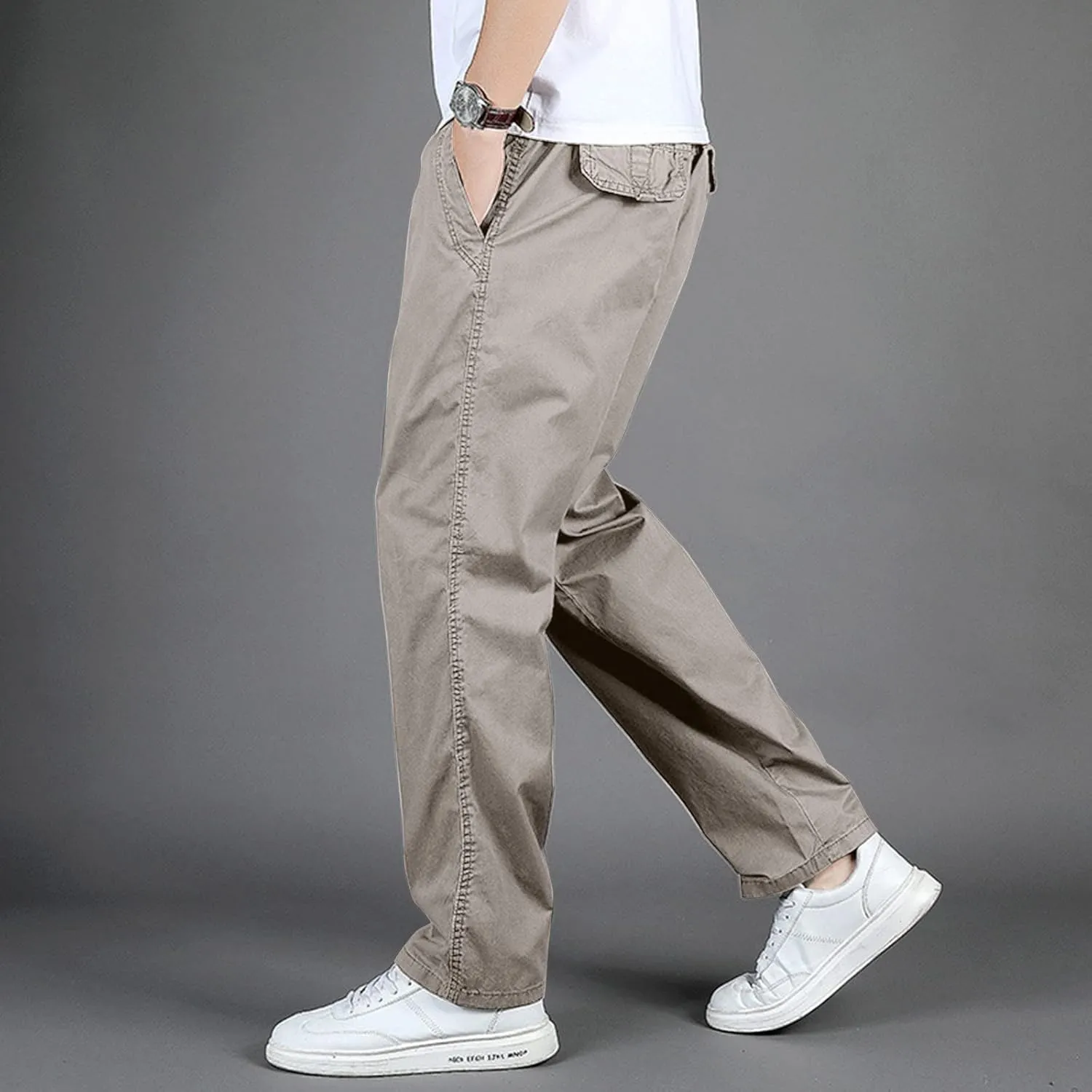 Men's Cotton Sweatpants Open Bottom Athletic Pants Running Training Jogging Gym Workout Trousers with Pockets