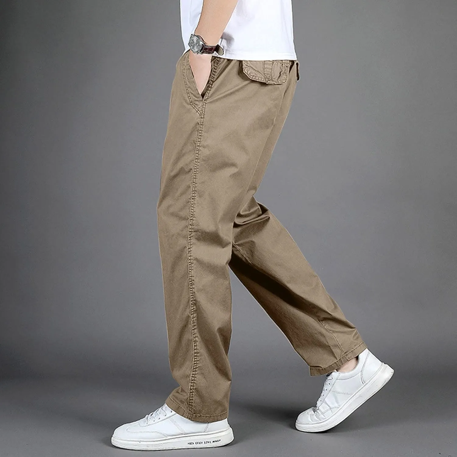 Men's Cotton Sweatpants Open Bottom Athletic Pants Running Training Jogging Gym Workout Trousers with Pockets