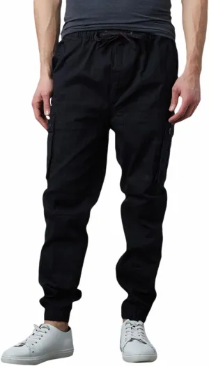 Men's Cotton Twill Cargo Joggers, Multi Pocket, Drawstring Joggers Stretch Pant for Casual, Lounging and Outdoor