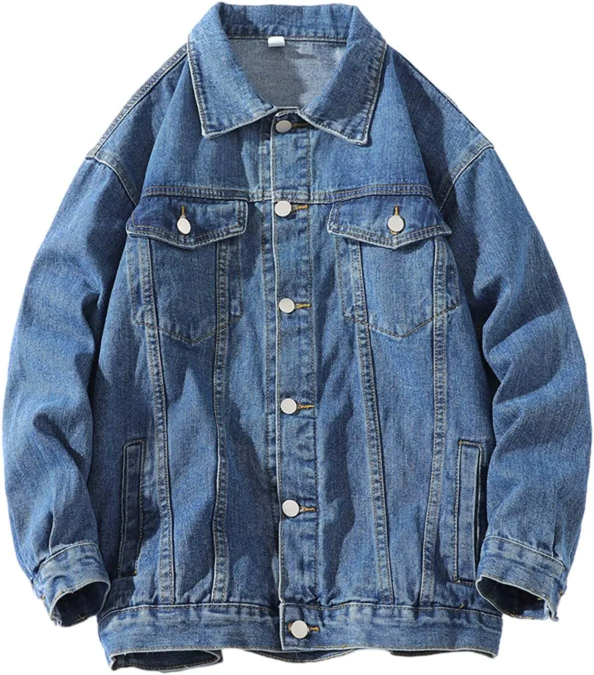 Mens Distressed Denim Jacket Button Down Jean Coat Casual Long Sleeve Trucker Hooded Jackets Outwear ined Denim Jacket