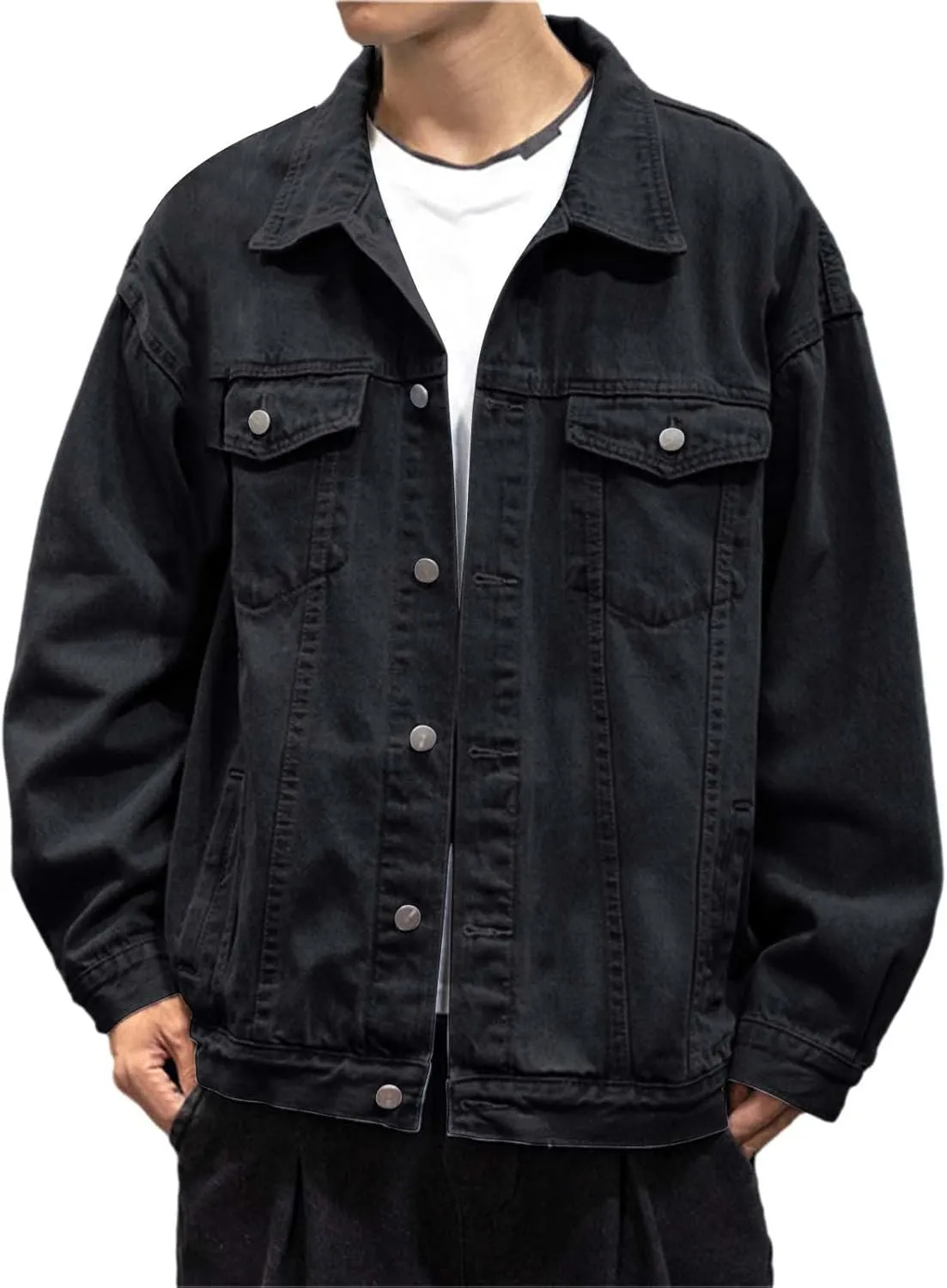 Mens Distressed Denim Jacket Button Down Jean Coat Casual Long Sleeve Trucker Hooded Jackets Outwear ined Denim Jacket