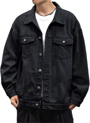 Mens Distressed Denim Jacket Button Down Jean Coat Casual Long Sleeve Trucker Hooded Jackets Outwear ined Denim Jacket