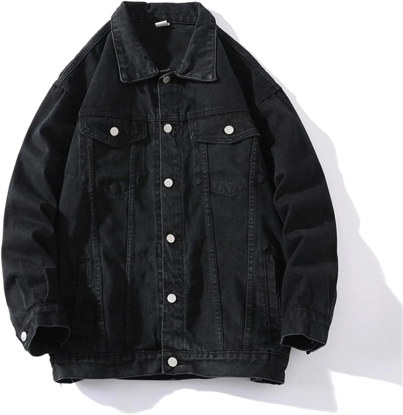 Mens Distressed Denim Jacket Button Down Jean Coat Casual Long Sleeve Trucker Hooded Jackets Outwear ined Denim Jacket