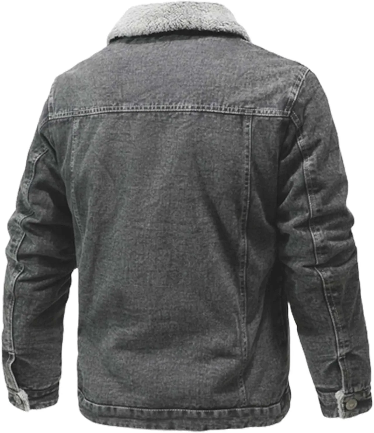 Mens Distressed Jean JacketSherpa Lined Button Down Denim Jacket Big and Tall Trucker Jacket Washed Denim Jean Jacket