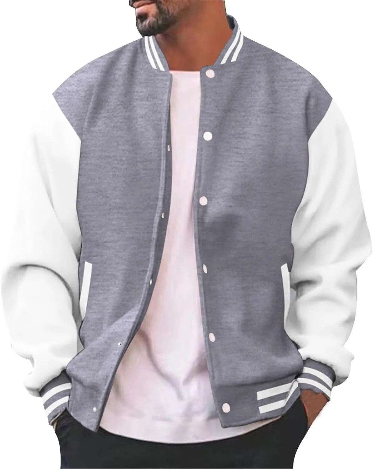 Mens Fashion Varsity Jackets Leather Sleeve Slim Fit College Baseball Letterman Bomber Coat Harajuku Vintage Tops