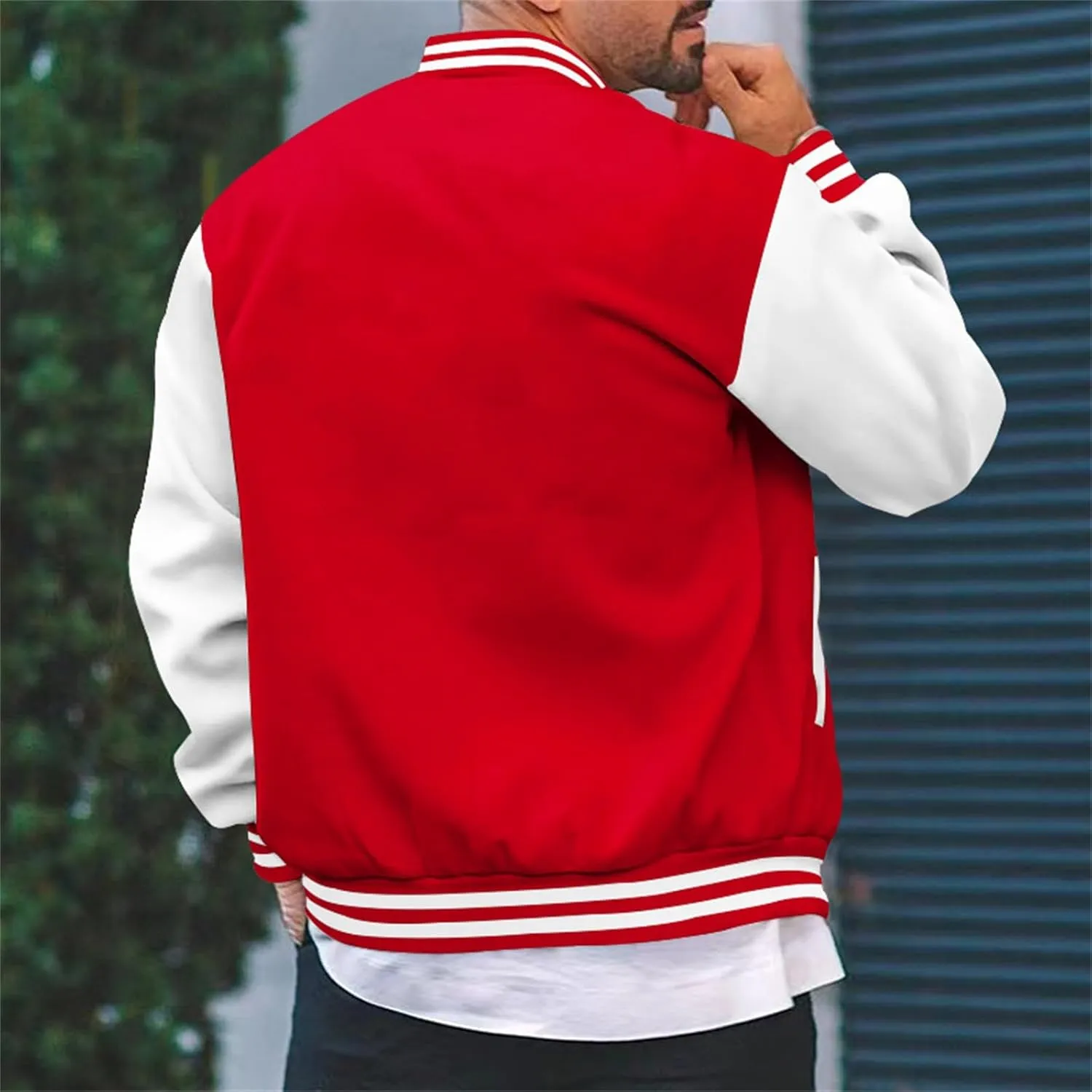 Mens Fashion Varsity Jackets Leather Sleeve Slim Fit College Baseball Letterman Bomber Coat Harajuku Vintage Tops