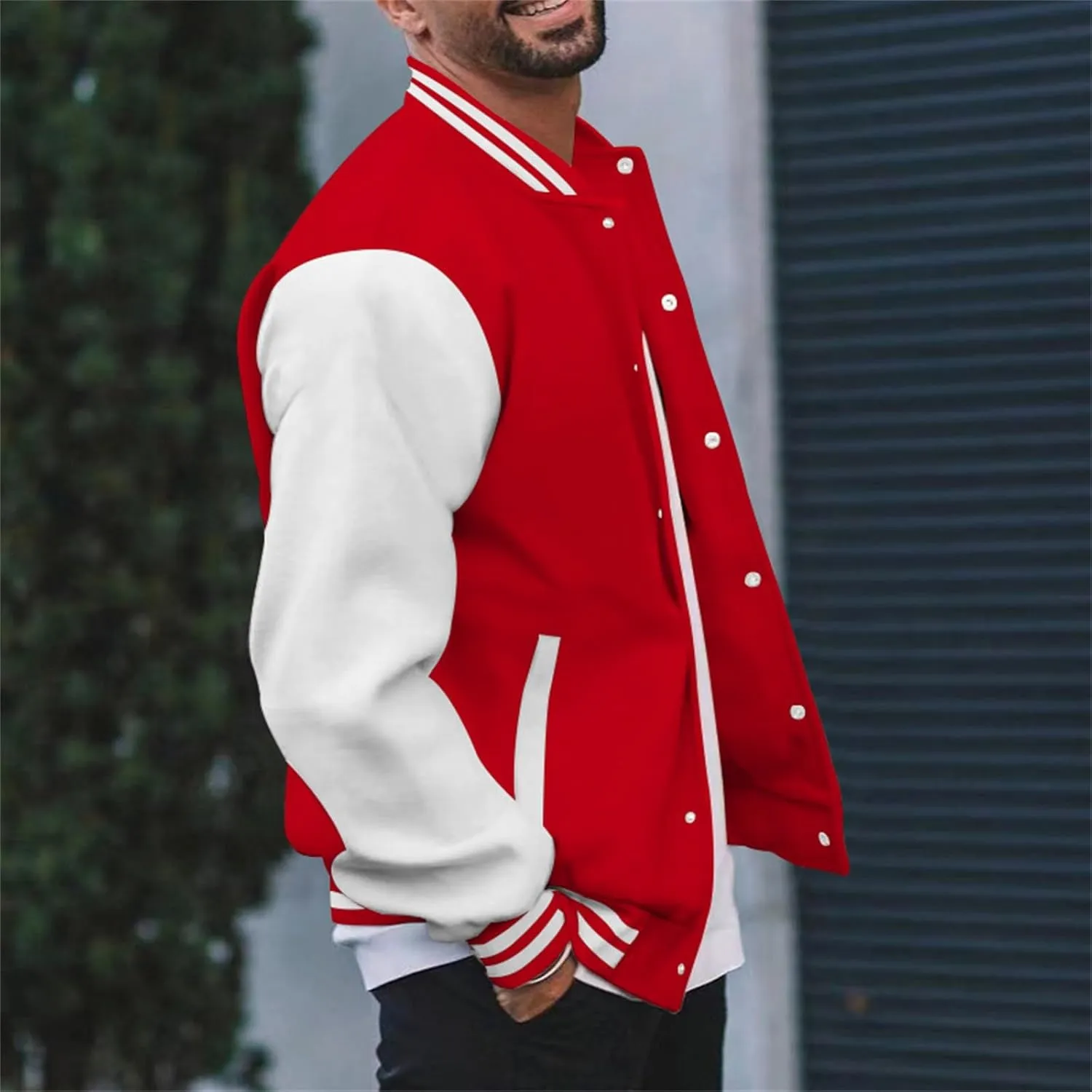 Mens Fashion Varsity Jackets Leather Sleeve Slim Fit College Baseball Letterman Bomber Coat Harajuku Vintage Tops