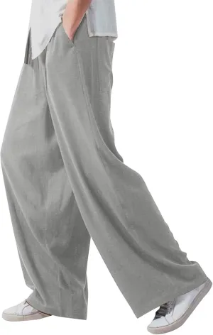 Mens Four Seasons Hanging Wide Leg Pants Style Loose Straight Casual Pants Sport Trousers