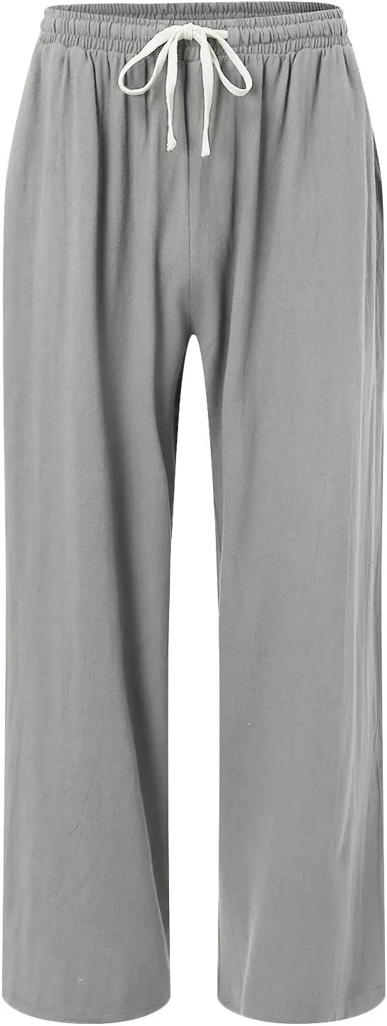 Mens Four Seasons Hanging Wide Leg Pants Style Loose Straight Casual Pants Sport Trousers