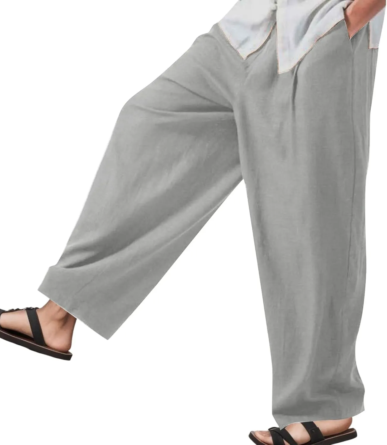 Mens Four Seasons Hanging Wide Leg Pants Style Loose Straight Casual Pants Sport Trousers