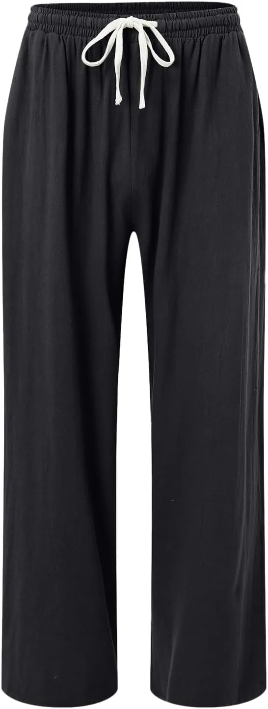 Mens Four Seasons Hanging Wide Leg Pants Style Loose Straight Casual Pants Sport Trousers
