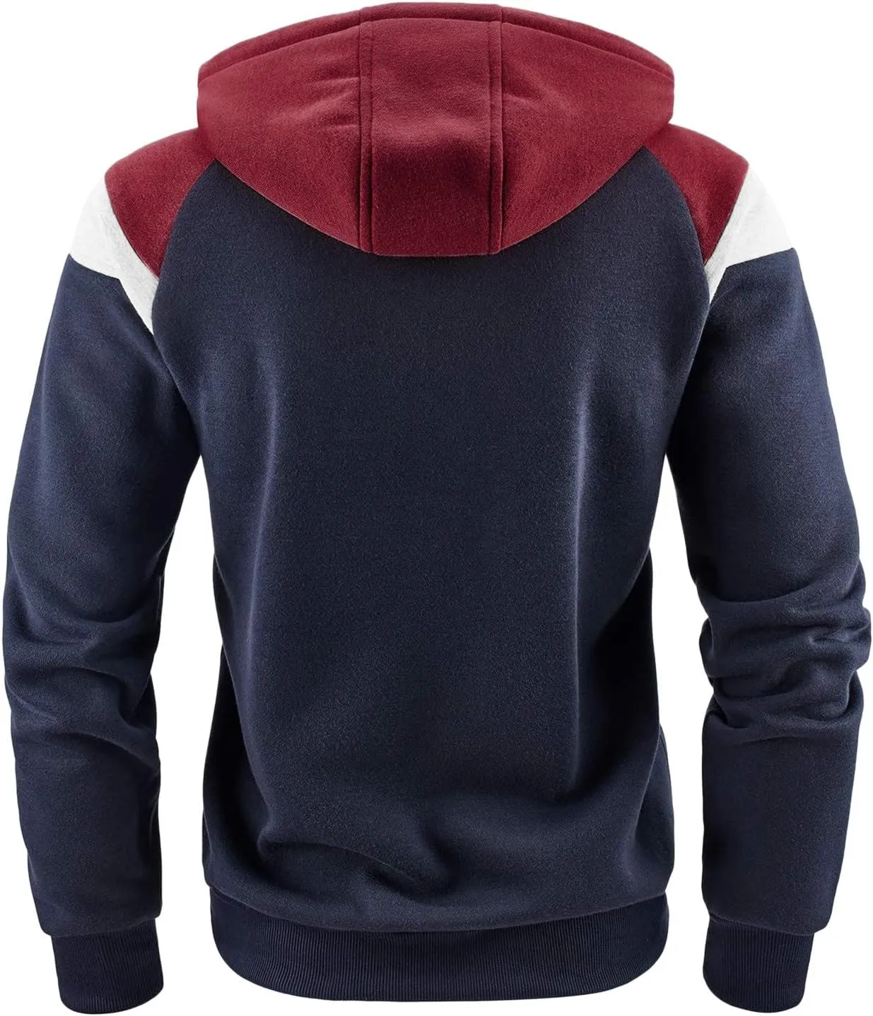 Mens Full Zip Rib Hoodie Zippered Color Block Hooded Drawstring Slim Fit Long Sleeve Lightweight Sweatshirts