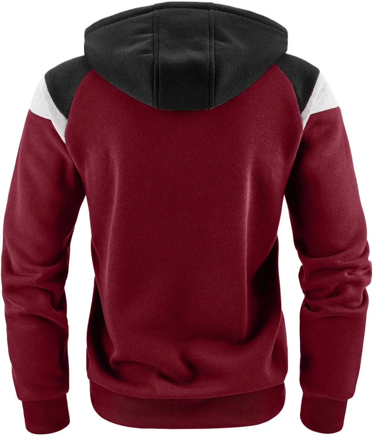 Mens Full Zip Rib Hoodie Zippered Color Block Hooded Drawstring Slim Fit Long Sleeve Lightweight Sweatshirts