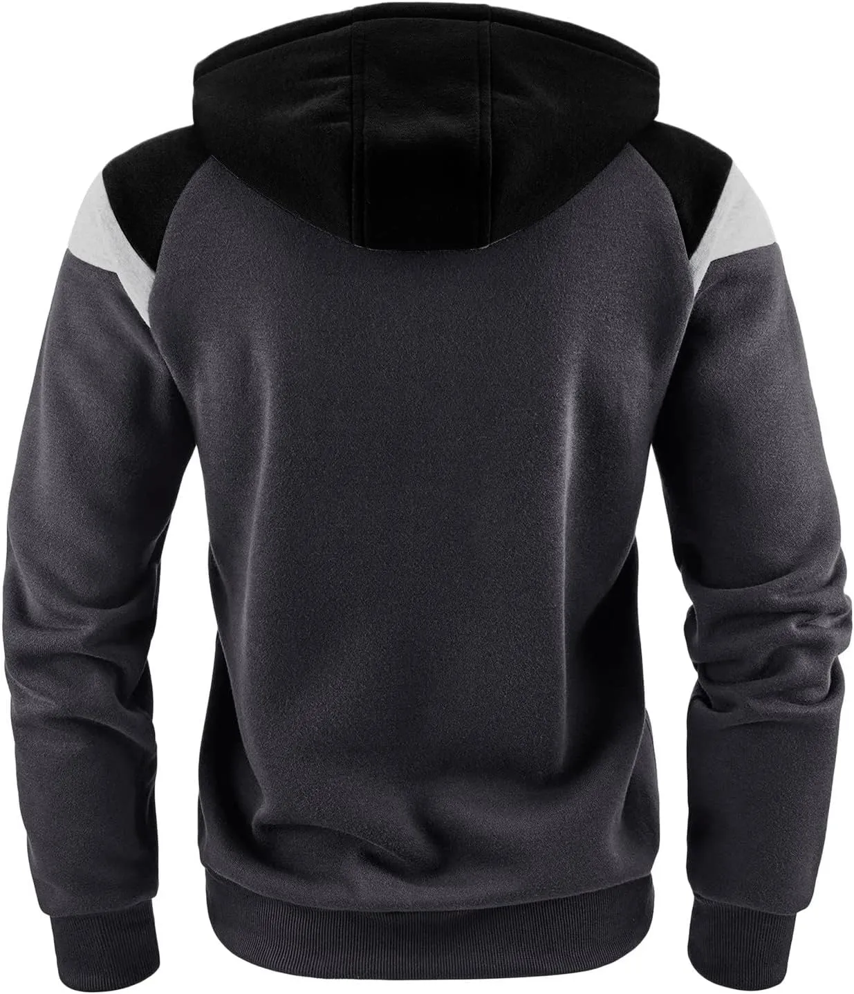 Mens Full Zip Rib Hoodie Zippered Color Block Hooded Drawstring Slim Fit Long Sleeve Lightweight Sweatshirts