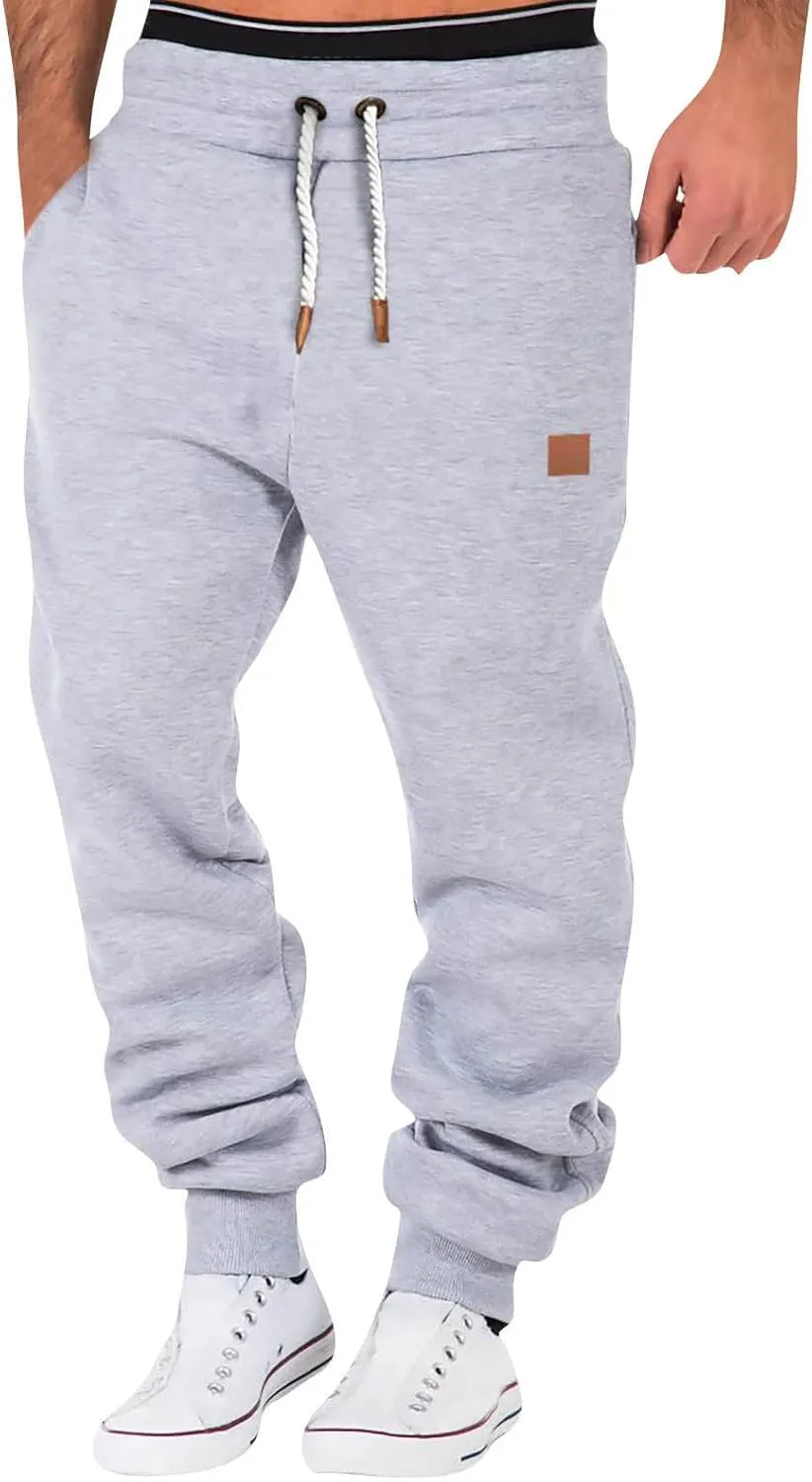 Mens Heavyweight Sweatpants Baggy Drawstring Waist Fleece Joggers with Pockets Casual Workout Cotton Sweat Pants