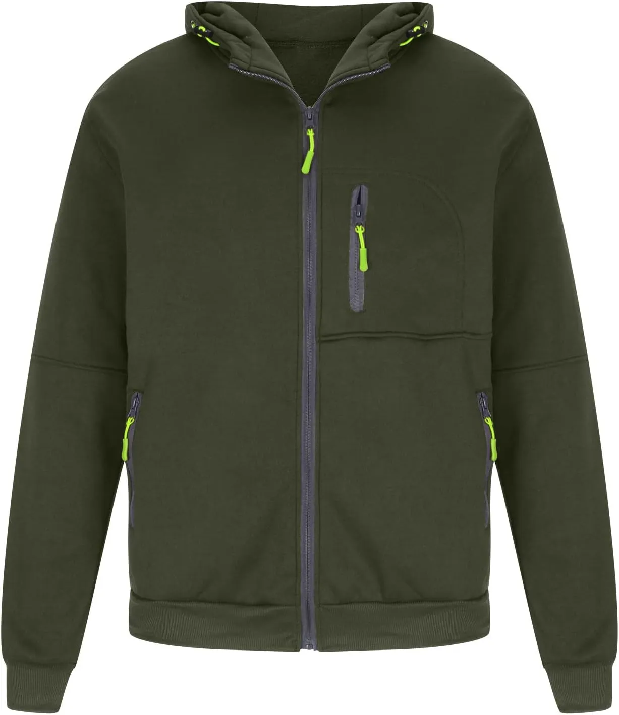 Mens Hooded Sweatshirt with Zipper Fleece Lined Sports Jacket Lightweight Slim Fit Hoodie Casual Long Sleeve Coat