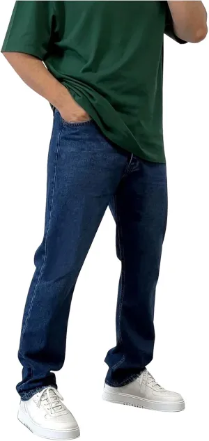 Mens Jeans Relaxed Fit, Mens Casual Pants Baggy Mens Jeans Straight Fit Loose Boot Cut for Men Jeans