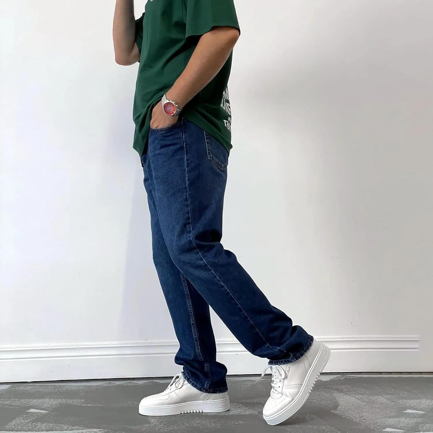 Mens Jeans Relaxed Fit, Mens Casual Pants Baggy Mens Jeans Straight Fit Loose Boot Cut for Men Jeans