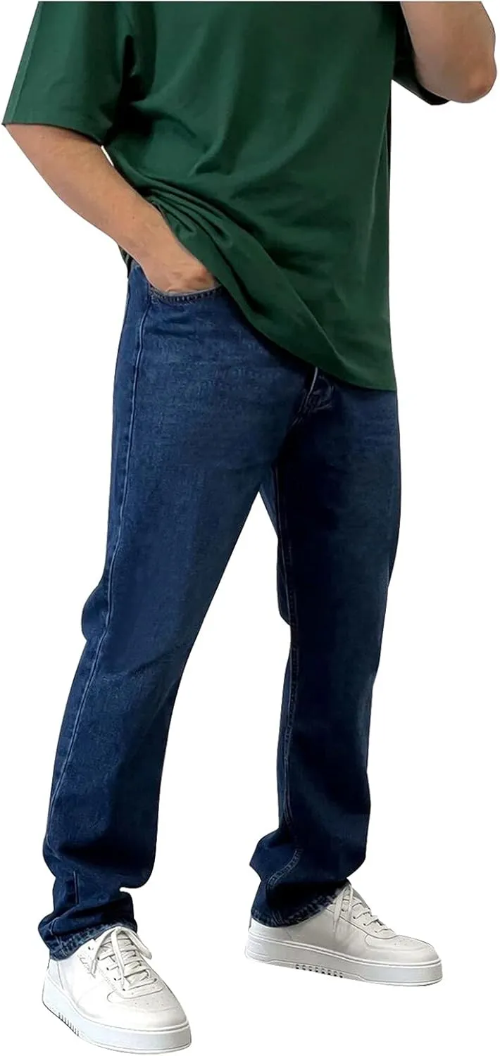 Mens Jeans Relaxed Fit, Mens Casual Pants Baggy Mens Jeans Straight Fit Loose Boot Cut for Men Jeans
