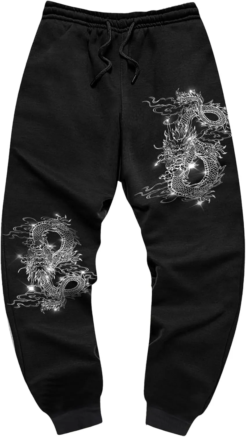 Men's Jogger Sweatpants Letter Graphic Drawstring Waist Casual Gym Workout Athletic Jogger Pants