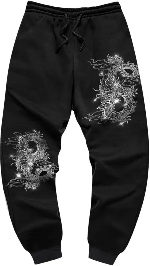 Men's Jogger Sweatpants Letter Graphic Drawstring Waist Casual Gym Workout Athletic Jogger Pants