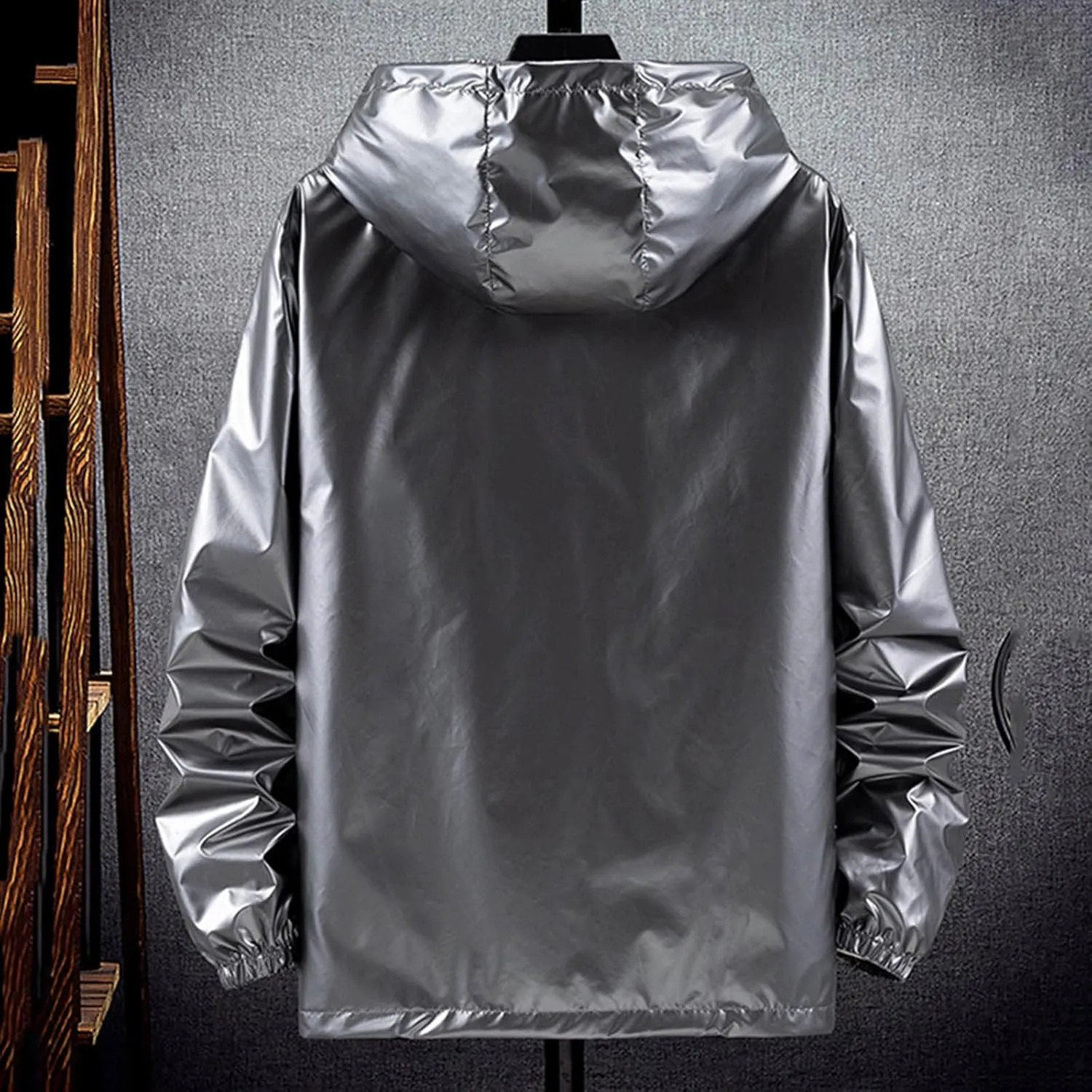 Mens Lightweight Windbreaker Waterproof Rain Jacket Hooded Windbreaker Camo Jacket with Zipper Pockets