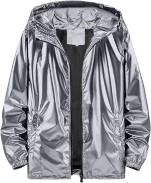 Mens Lightweight Windbreaker Waterproof Rain Jacket Hooded Windbreaker Camo Jacket with Zipper Pockets