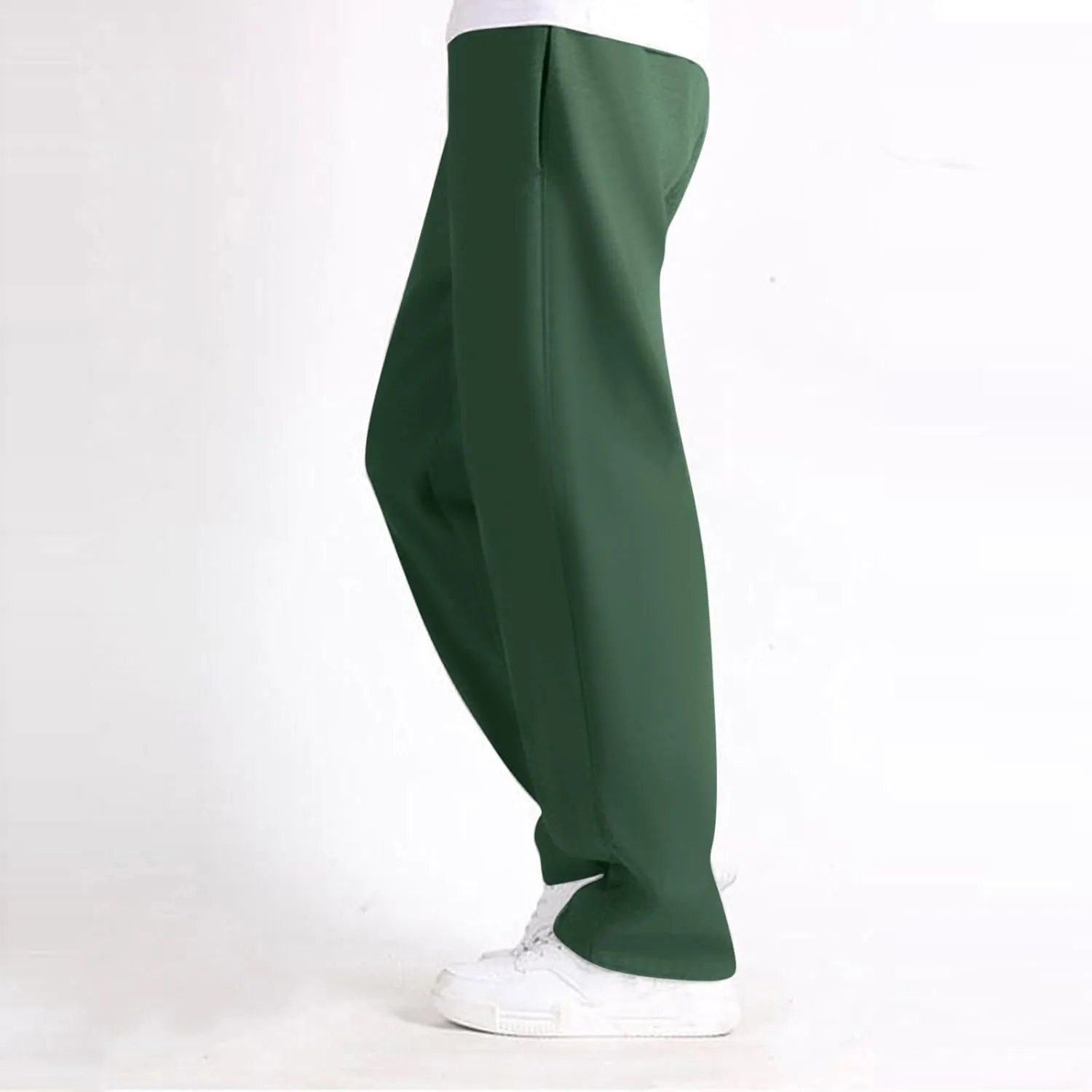 Men's Linen Casual Pants with Pockets, Elastic Waist Tapered Lightweight Summer Beach Pant Lounge Yoga Vacation Trouser