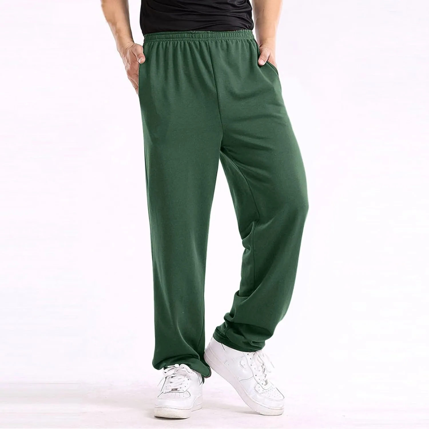 Men's Linen Casual Pants with Pockets, Elastic Waist Tapered Lightweight Summer Beach Pant Lounge Yoga Vacation Trouser