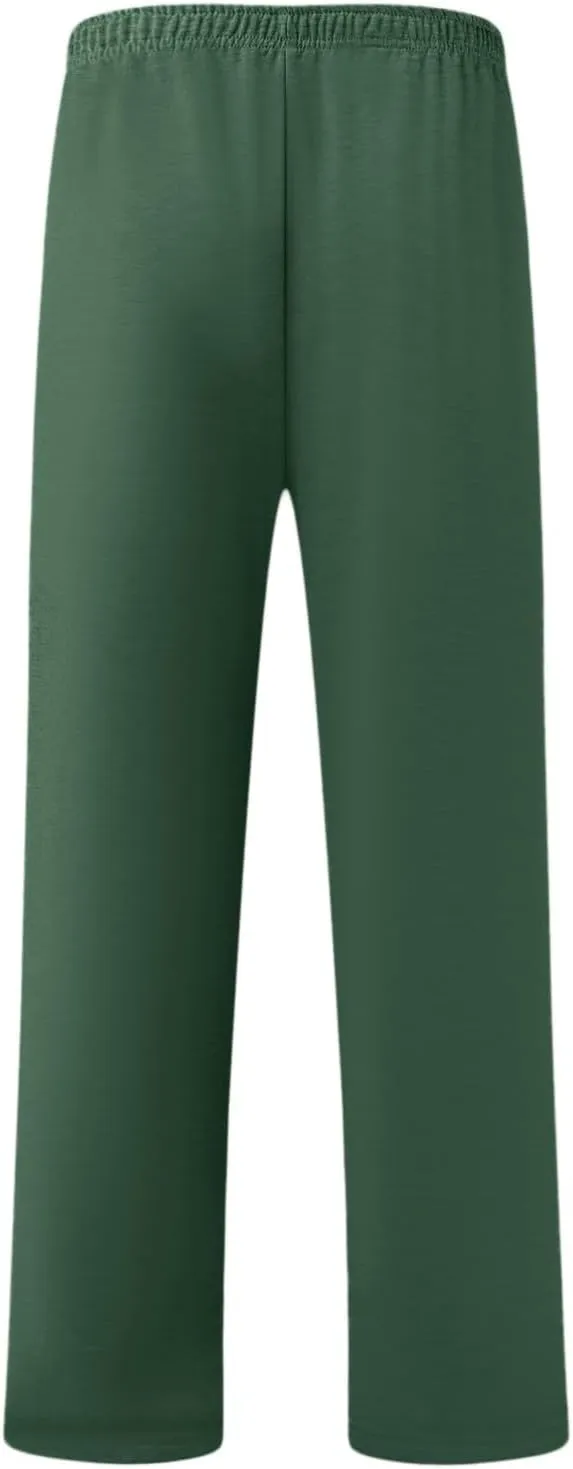 Men's Linen Casual Pants with Pockets, Elastic Waist Tapered Lightweight Summer Beach Pant Lounge Yoga Vacation Trouser