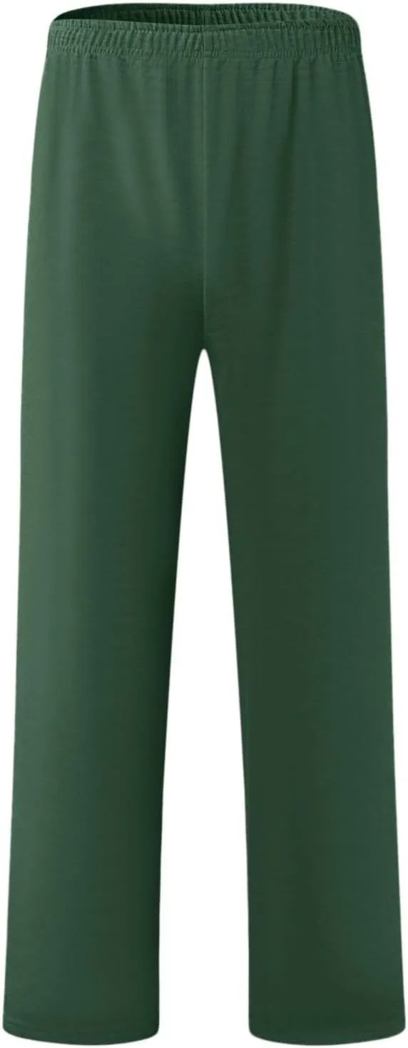 Men's Linen Casual Pants with Pockets, Elastic Waist Tapered Lightweight Summer Beach Pant Lounge Yoga Vacation Trouser