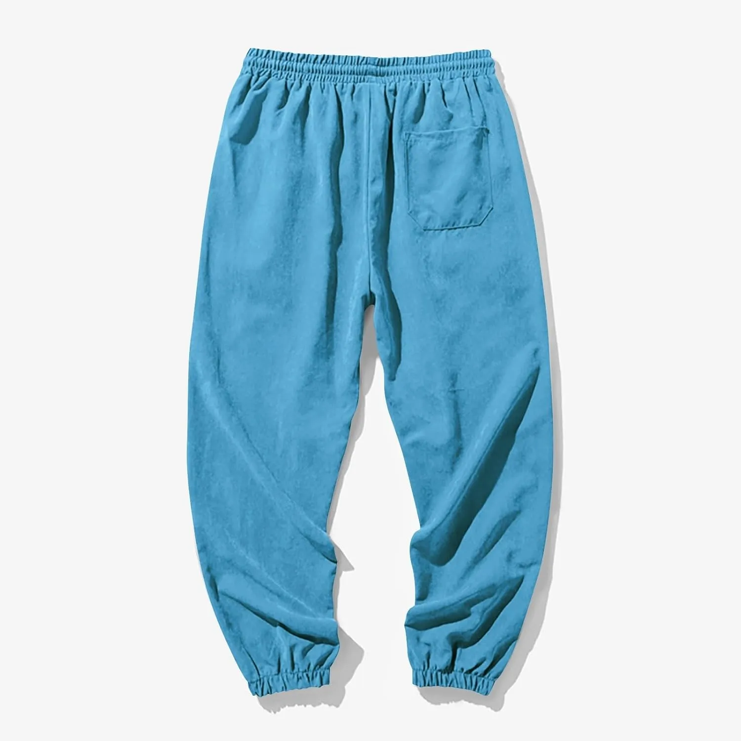 Men's Linen Harem Pants Casual Loose Drawstring Elastic Waist Sweatpant Outdoor Baggy Hiking Jogger Trousers Pockets