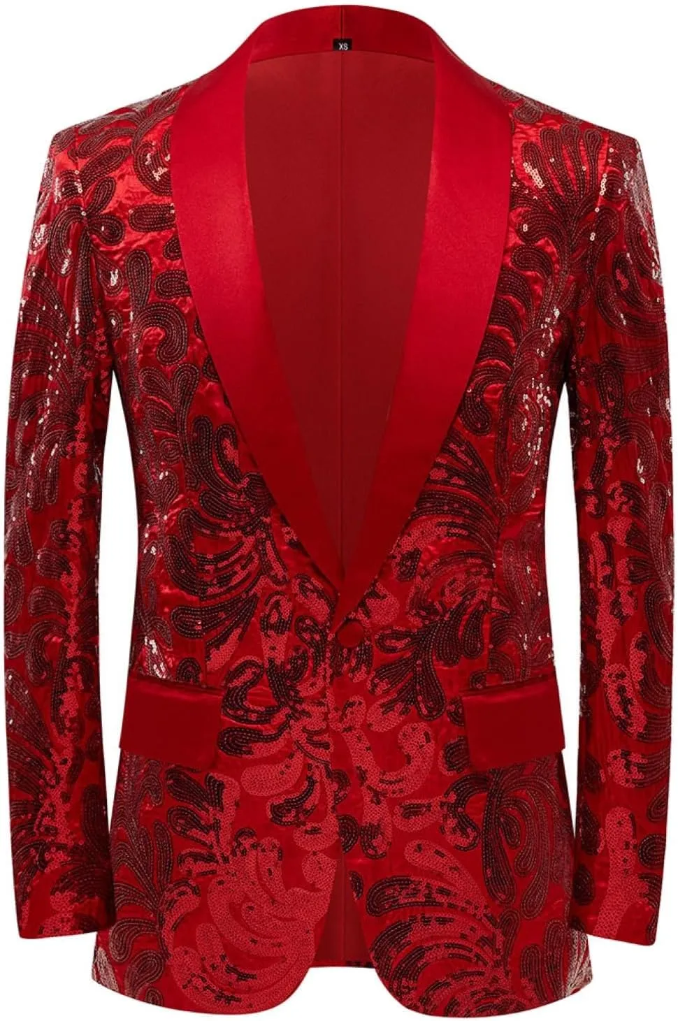 Men's Love Heart All Over Printed Sequins Blazer Fashion Slim Fit One Button Suit Jackets Valentine's Day Dinner Coat