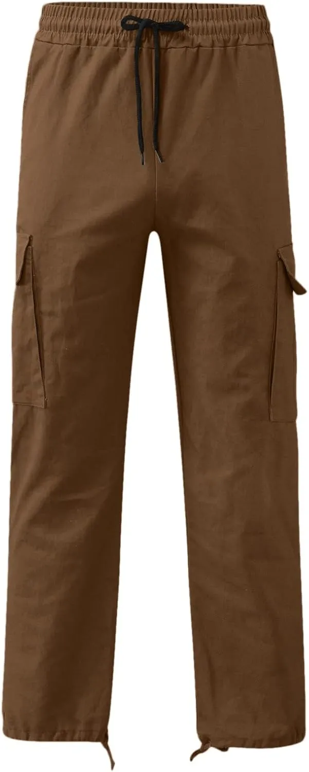 Mens Outdoor Baggy Cargo Pants Relaxed Fit Lightweight Cotton Casual Work Pants with Pocket