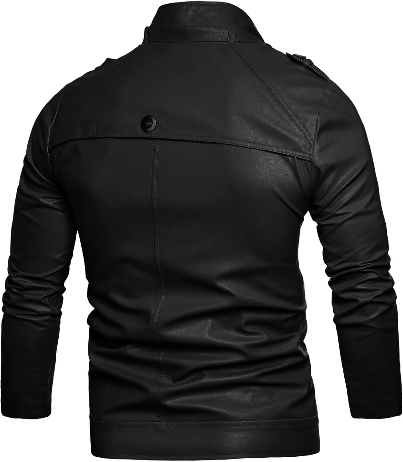 Men's PU Leather Biker Jacket Vintage Stand Collar Motorcycle Jackets Long Sleeve Full Zip Slim Fit Cool Coat Jackets