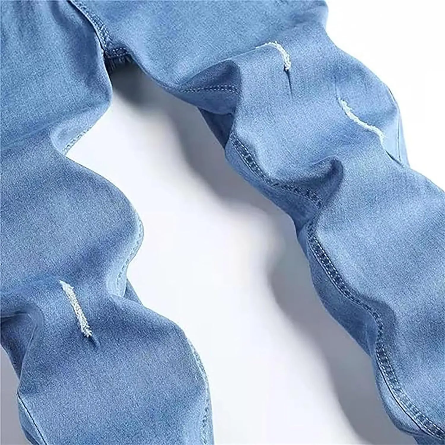 Men's Ripped Jeans Slim Fit Skinny Stretch Jeans Pants Button Zip Off Comfy Denim Pants Slim Fit Tapered Leg Trouser